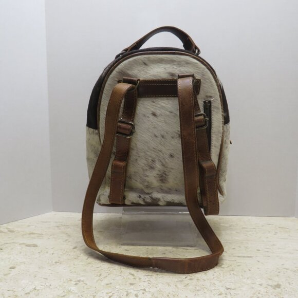 American Darling Brown/White Cowhide Hair-on Backpack Purse Hand Tooled Leather. main image 5